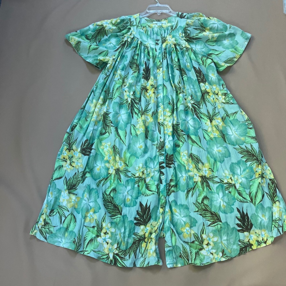 Go Softly Women's Patio Dress Pockets House Muu Muu Boho Large Buttons‎ Pockets